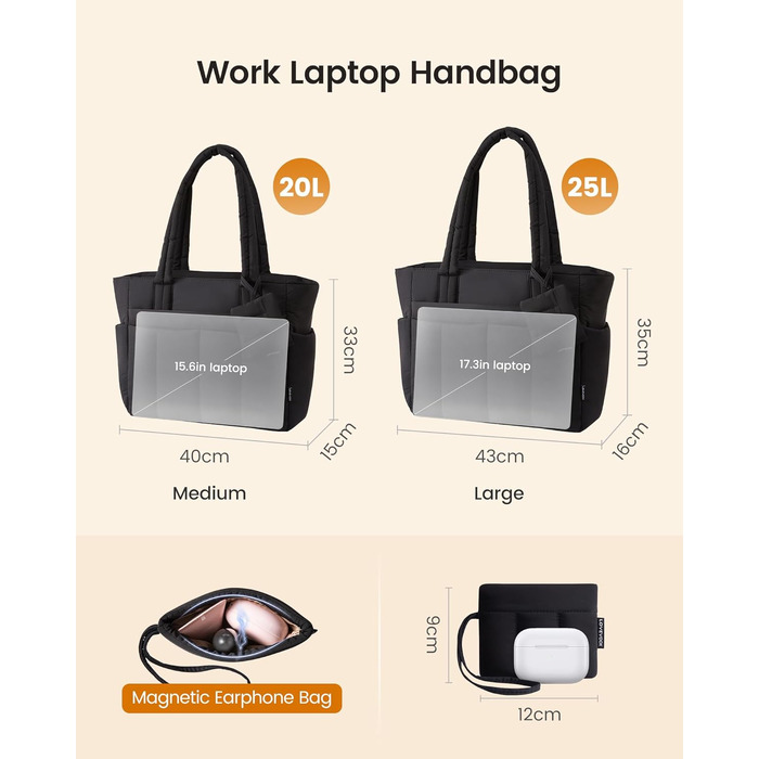 Жіноча сумка-шопер LOVEVOOK велика м'яка сумка Tote Bag для ноутбука 15.6