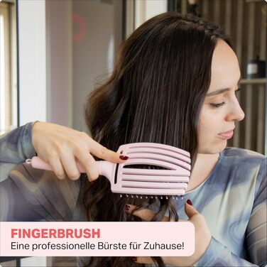 Щітка для волосся Olivia Garden Fingerbrush Care Iconic з щетиною кабана та нейлоном для гладкого стайлінгу та блиску, Large, Pastel Pink