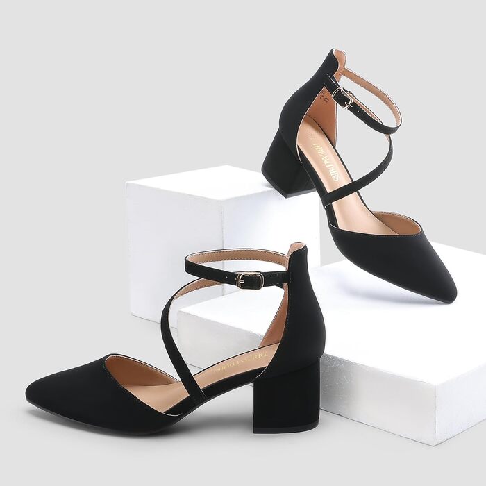 Жіночі туфлі-човники Dream Pairs, закритий носок, нубук, чорні, розмір 39 EU