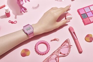 Класичний кварцовий годинник Casio F-91W Transparent Pink: водонепроникний, зі стопосекундою, будильником та календарем