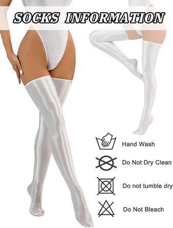 Чулки-сліп Overknees FEOYA з ефектом мокрого блиску, білі. Чорні, танцювальні, для вечірок, костюми.