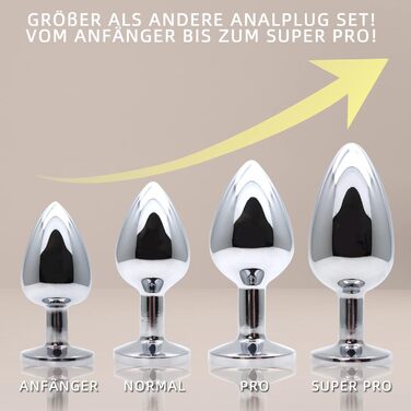 Набір анальних пробок (4 шт.) з металу, різних розмірів, для початківців, жінок, чоловіків, пар. Чорний колір.