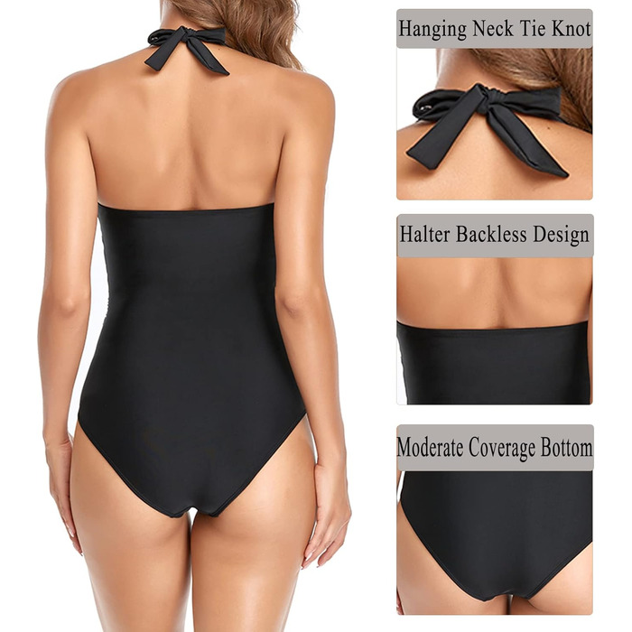 Чоловічий купальник з високою талією, суцільний, чорний, з підтримкою живота, спортивний, з V-подібним вирізом, знімні вкладиші, з рюшами, для схуднення