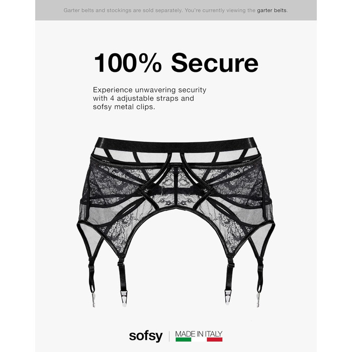 Сорочки-стрінги Softy з мереживом, чорні, розмір XXL. Стрінги з застібками для панчіх.