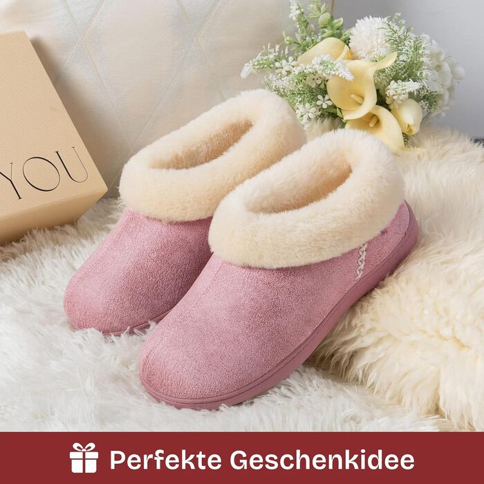 Жіночі зимові капці EverFoams з ефектом пам'яті (Memory Foam), теплі плюшеві та протиковзкі, колір Rose, розмір 40/41 EU