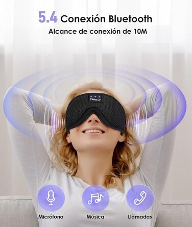 Маска для сну з Bluetooth-навушниками ASMR, м'яка бездротова маска для сну для подорожей та відпочинку, 3D дизайн, чорна