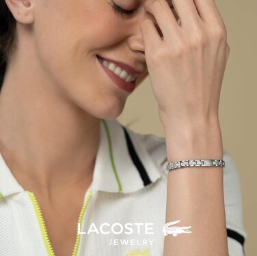 Жіночий браслет Lacoste з карабіном, колекція METROPOLE, з візерунком petit piqué, сріблястий (Silver 01)