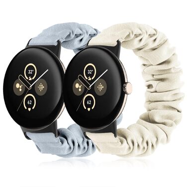Еластичний тканинний ремінець для Google Pixel Watch 3 41mm, Pixel Watch 2, Pixel Watch — набір 2 шт. (Сяйво зірок / Небесно-блакитний), 5.55-6.5 дюймів