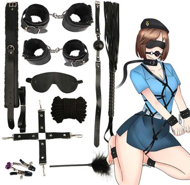 Набір для БДСМ: 11 предметів, фетрове ув'язнення, іграшки для дорослих