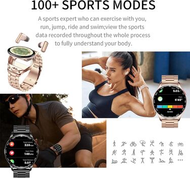 Смарт-годинник з Bluetooth-навушниками 2-в-1, фітнес-трекер з екраном 1.39