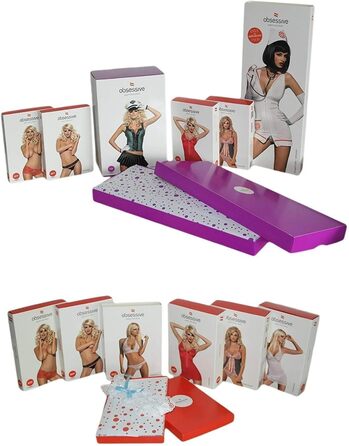 Сексуальний жіночий комплект спідньої білизни з мереживом: babydoll та танга, подарункова коробка, S-L, чорний сітка