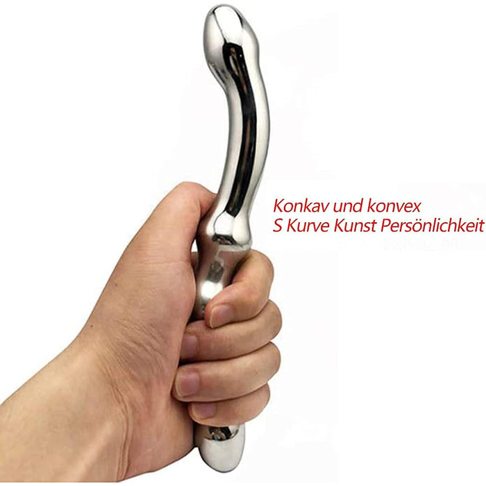 Анальний масажер з нержавіючої сталі з двома головками для стимуляції G-точки та простати. Підходить для чоловіків та жінок.