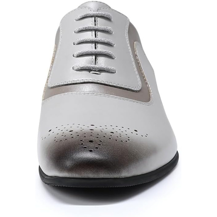 Чоловічі класичні туфлі YFFUSHI Oxford Brogues — ділові шкіряні черевики для офісу та вечірок (сіро-коричневі, 43 EU)