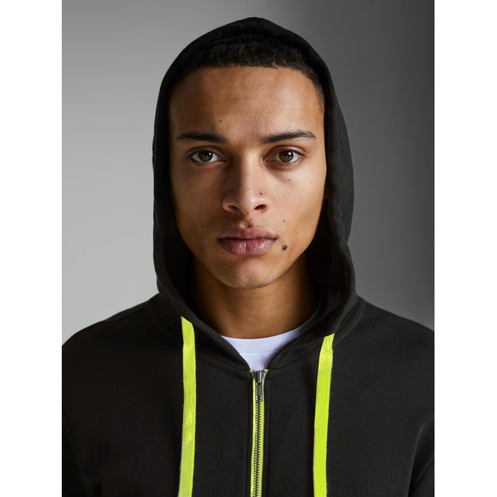 Чоловіча толстовка-худі на блискавці Jack & Jones Jjeholmen Noos, чорна (Reg Fit, XXL)
