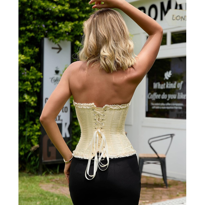 Корсет-топ SZIVYSHI для жінок: готичний корсет, бюстгальтер-корсет, бежевий, вінтажний стиль