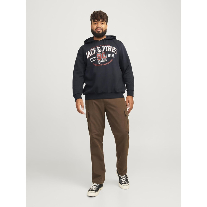 Чоловічий худі Jack & Jones Plus Size з логотипом, темно-синій, розмір 3XL