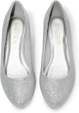 Жіночі туфлі-човники Dream Pairs із закритим носком, сріблясті, розмір 38.5 EU