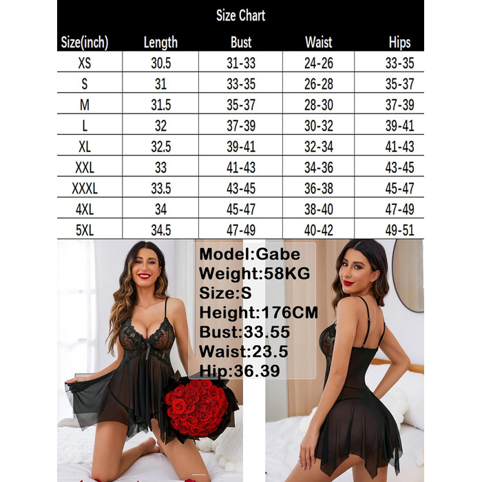 Сексуальна чорна мереживна піжама Avidlove для жінок, XS