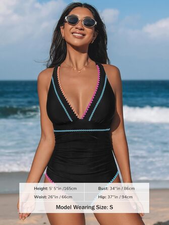 CUPSHE Цілісний купальник з V-подібним вирізом, регульовані бретелі, драпірування (Чорний, М)