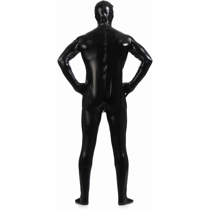 Чоловічий лаковий комбінезон з екошкіри: стильний образ для карнавалу, косплею та вечірок | Чорний