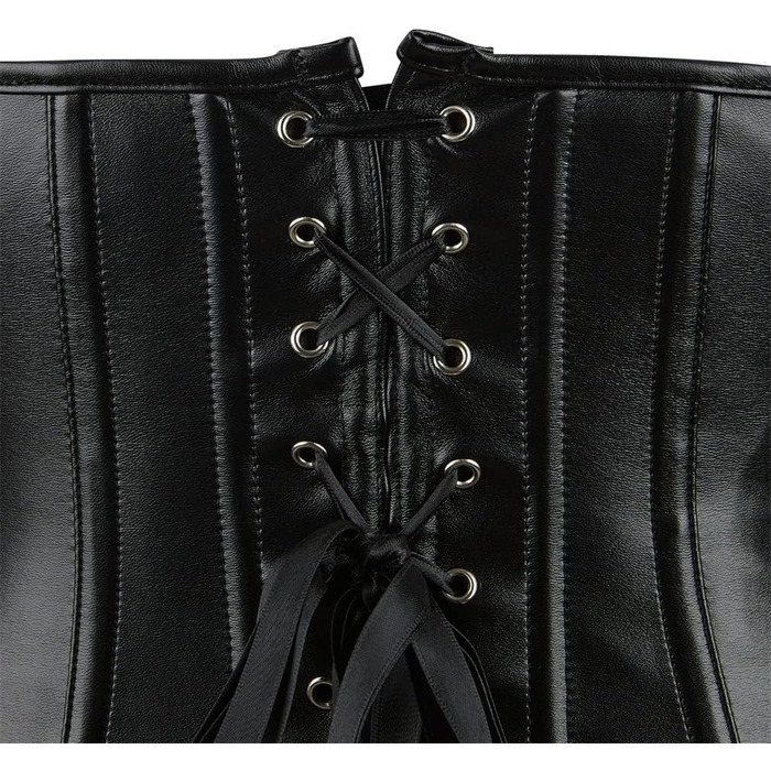 Жіноче корсетне боді Grebrafan з штучної шкіри, чорне, вінтажний стиль