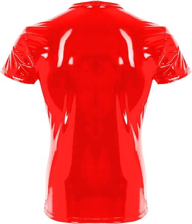 Чоловіча сорочка з лакованої шкіри Wetlook AIEOE, червона, XL - сексуальний образ для вечірок