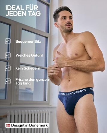 Труси чоловічі DANISH ENDURANCE 6 шт. з бамбука, класичні, м'які, з еластиком, без етикетки, 3XL (6 кольорів)