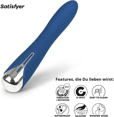 Вібратор Satisfyer Spinning Vibe 1 G-Punkt | 12 вібрацій та 5 програм обертання | Для жінок | Водостійкий (IPX7) | (Блакитний)