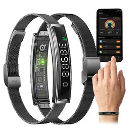 Смарт-годинник Fontastic Smartband Luxis у ювелірному стилі, LED-дисплей, моніторинг пульсу, SpO2 та стресу, трекер сну та крокомір, Bluetooth 5.3, водозахист 1ATM, металевий та силіконовий ремінці (Сірий)
