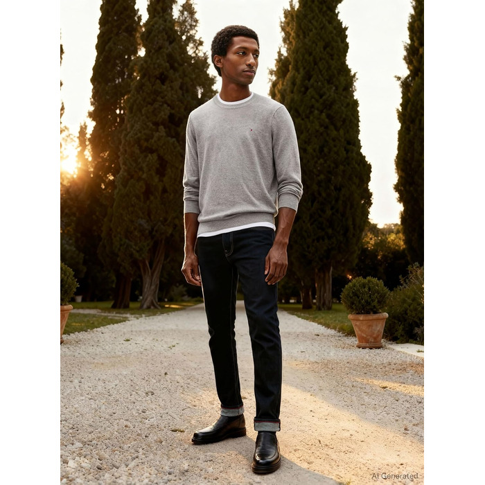 Чоловічий бавовняний джемпер Tommy Hilfiger Essential Cotton Crew Neck сірого кольору (Medium Grey Heather), розмір 3XL