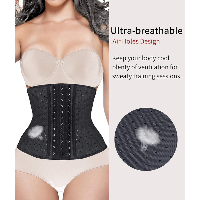 Корсет для фігури YIANNA Korett з латексу, чорний, 25 сталевих кісток, дихаючий, для жінок (XL)