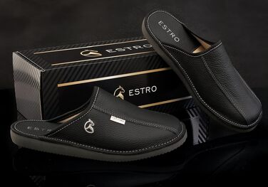 Чоловічі шкіряні домашні капці Estro — зручні та якісні тапочки-сліпери для чоловіків