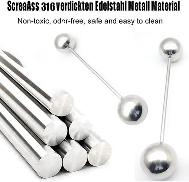 Анальний масажер ScreaAss з нержавіючої сталі з подвійним наконечником, кулі, дildo, для чоловіків та жінок, 38/50/63 мм, стимулятор G-точки, масажер простати