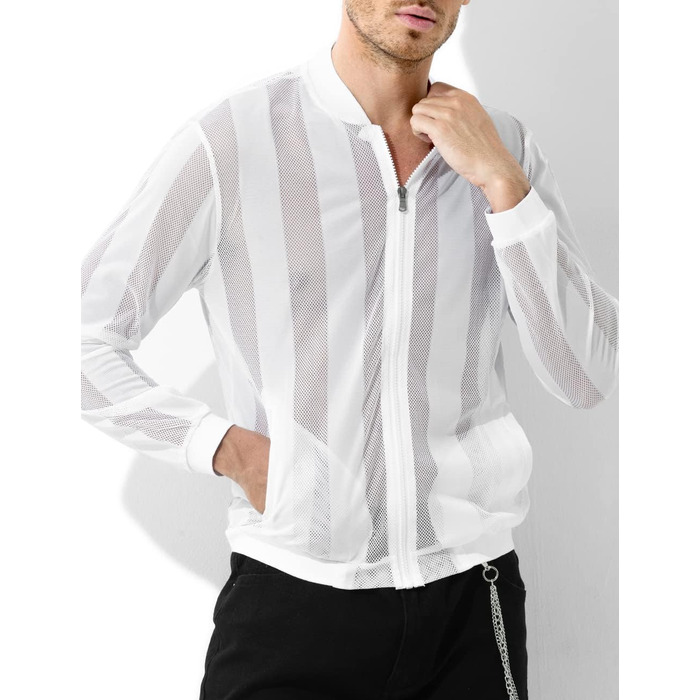 Чоловіча сітчаста сорочка-майка Casey Kevin Herren з прозорою вставкою, розмір M, колір білий