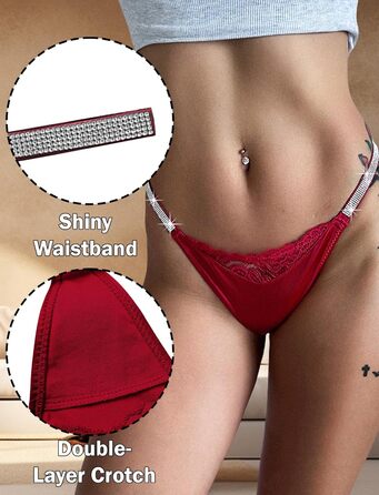 Сексуальні жіночі труси-танга AIEOE з мереживом та стразами, низька посадка, чорно-біло-червоні, розмір S