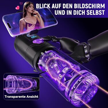 Електричний мастурбатор для чоловіків з 9 режимами, ротацією та вакуумом, з тримачем для телефону та імітацією ротової порожнини