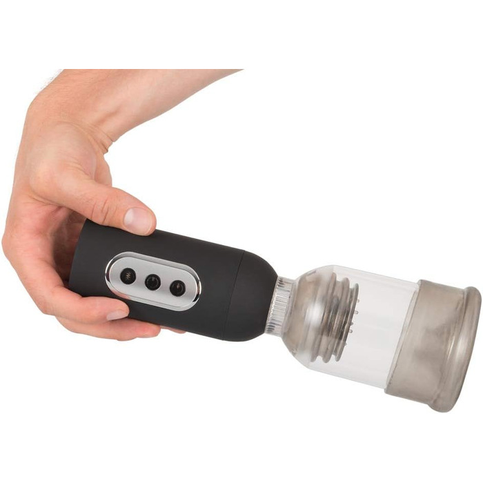 ORION Penispumpe - інтенсивний вакуумний насос для чоловіків, для тренування потенції, симуляції орального сексу, перезаряджається, прозорий/чорний (з 3 режимами всмоктування та 5 рівнями вібрації)