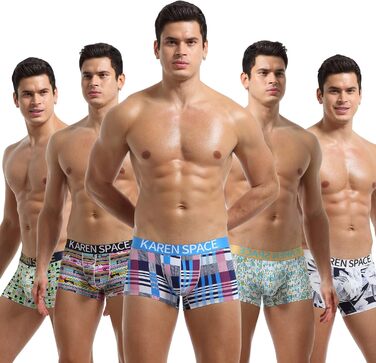 Чоловічі Тонкі Шорти-Сліпи Карен Спейс з Малюнком, Зручні Еластичні Шорти-Сліпи, 5 шт. в Упаковці