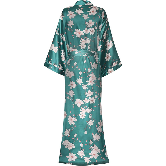 Халат жіночий Goodmansam, довгий, квітковий сатин, кімоно, для нареченої, весілля, подружки нареченої, нічна сорочка (XL-XXL, квітковий принт 10)