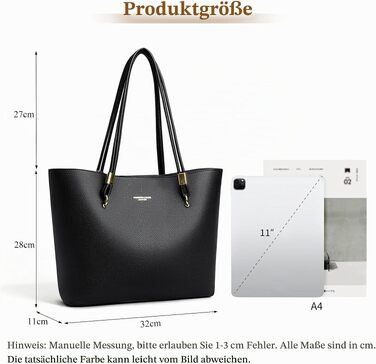 Жіноча велика сумка-шопер чорного кольору, класична сумка з ручками Tote Bag