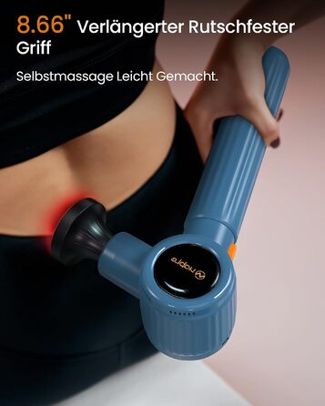 Перкусійний масажер Napre Massage Gun з подовжувачем та 3 кутами нахилу для спини, шиї та плечей, ручний масажний пістолет, світло-блакитний