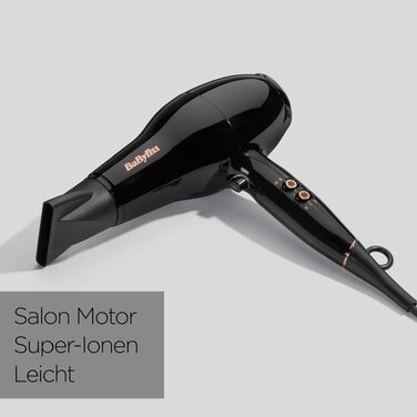 Професійний фен для волосся BaByliss Pro Power 2300W з іонізацією, AC-двигуном та антифриз-ефектом, чорний, D5245E EU