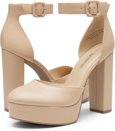 Жіночі туфлі на високих підборах з платформою DREAM PAIRS, бежевий колір (Nude), PU-шкіра, розмір 37 EU