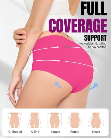 Труси жіночі TANSTC 5 шт. бавовна, висока талія, дихаючі, м'які. Розміри: L, темно-фіолетовий+магента+лимонний+бірюзовий+морський блакитний