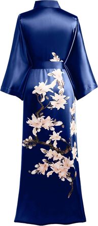 Кимоно-халат BABEYOND, довгий, атласний, квітковий принт, для нареченої та дружок, вечірка, весілля, дівич-вечір, універсальний розмір, темно-синій