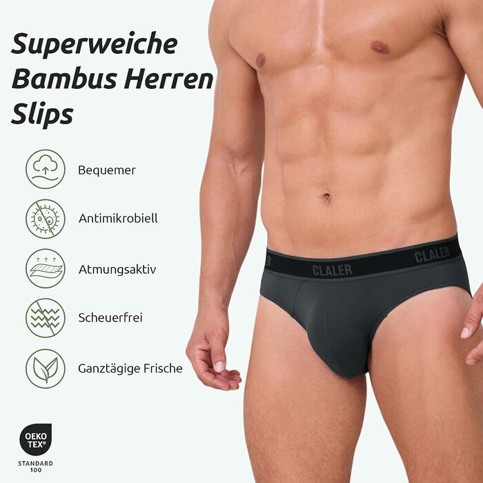 Чоловічі труси CLALER з бамбука (6 шт.) - дихаюча спортивна білизна з антибактеріальним ефектом, чорний+сірий+синій+червоний+зелений+жовтий
