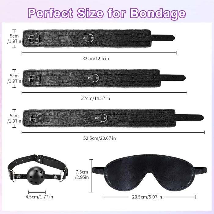 Набір для БДСМ з шкіри, 17 предметів: наручники, маска для очей, мотузки, для дорослих пар