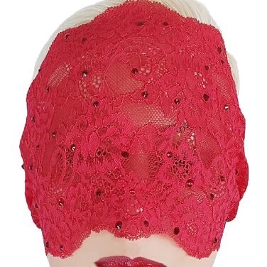 Елегантна червона мереживна маска для жінок з камінням - венеціанська маска з квітковим візерунком для маскарату, карнавалу, косплею, готичної вечірки та особливих подій. Червона (червоні стрази)