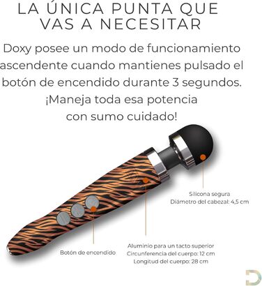 Масажер для тіла Doxy Die Cast 3 - перезаряджуваний вібратор-масажний стрижень для жінок (Tigerin)