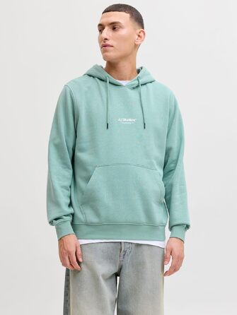 Чоловічий худі Jack & Jones з принтом, органічна бавовна, Mineral Blue, розмір XL